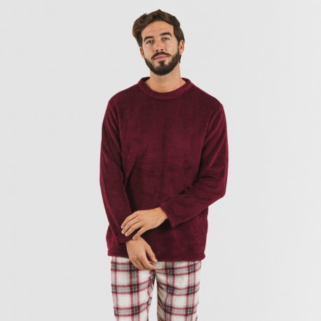 Pigiama pile coral uomo Cuadro Galindo bordeaux pigiama-lungo-da-uomo