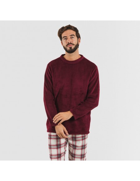 Pigiama pile coral uomo Cuadro Galindo bordeaux pigiama-lungo-da-uomo