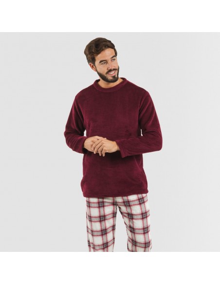 Pigiama pile coral uomo Cuadro Galindo bordeaux pigiama-lungo-da-uomo