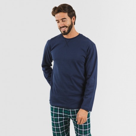 Pigiama uomo flanella Cuadro Ringo blu navy pigiama-lungo-da-uomo