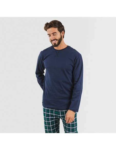 Pigiama uomo flanella Cuadro Ringo blu navy pigiama-lungo-da-uomo