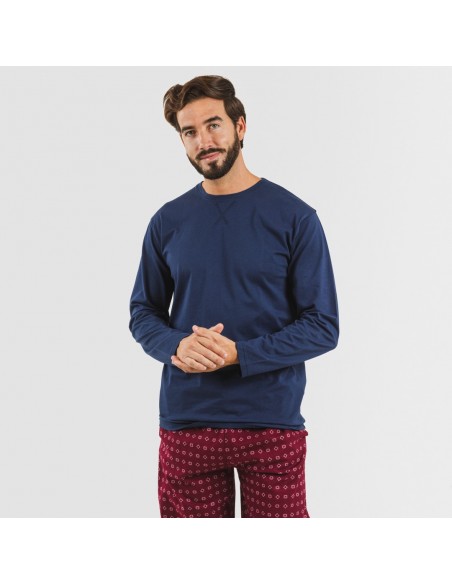 Pigiama uomo flanella Loui blu navy pigiama-lungo-da-uomo