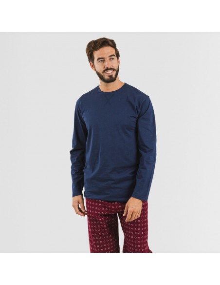 Pigiama uomo flanella Loui blu navy pigiama-lungo-da-uomo