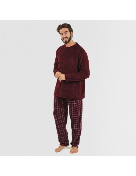 Pigiama pile coral uomo Cuadro Pruden bordeaux pigiama-lungo-da-uomo