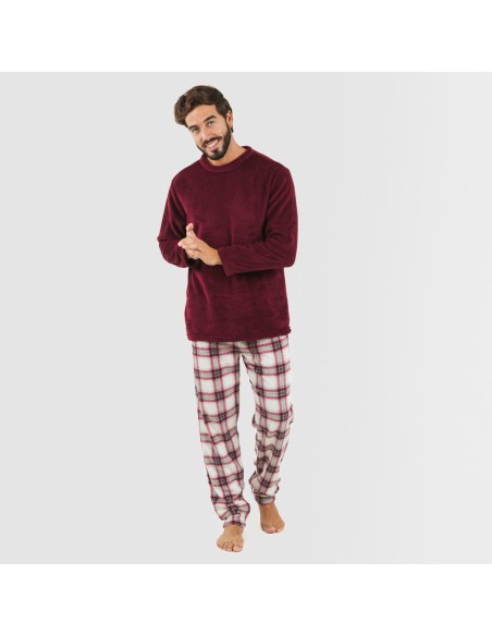 Pigiama pile coral uomo Cuadro Galindo bordeaux pigiama-lungo-da-uomo