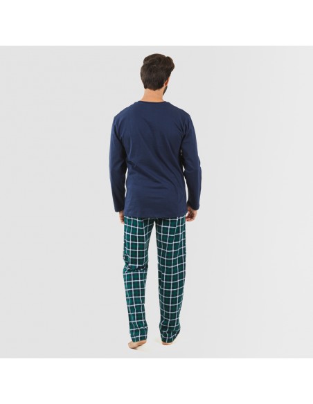 Pigiama uomo flanella Cuadro Ringo blu navy pigiama-lungo-da-uomo