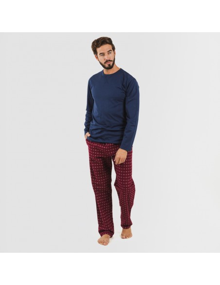 Pigiama uomo flanella Loui blu navy pigiama-lungo-da-uomo