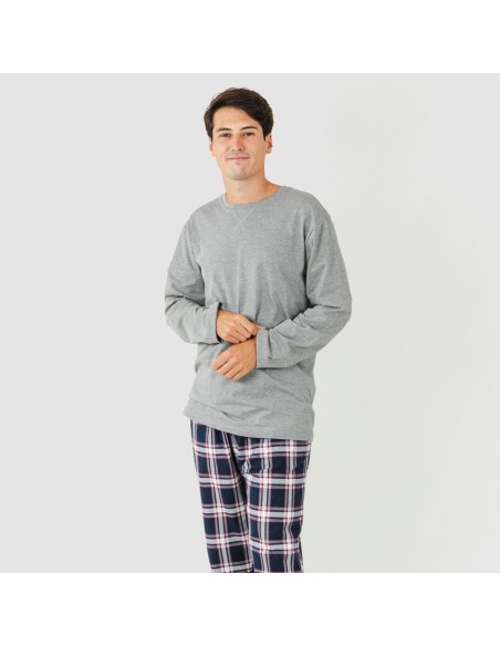 Pigiama uomo flanella Cuadro Tarso grigio pijama-franela