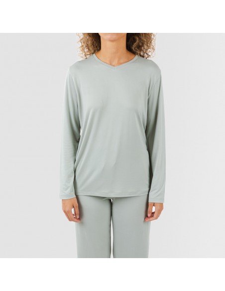 Pigiama lungo soft verde tiffany pigiami-lunghi-donna