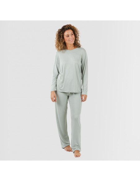 Pigiama lungo soft verde tiffany pigiami-lunghi-donna