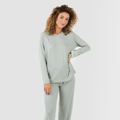 Pigiama lungo soft verde tiffany pigiami-lunghi-donna