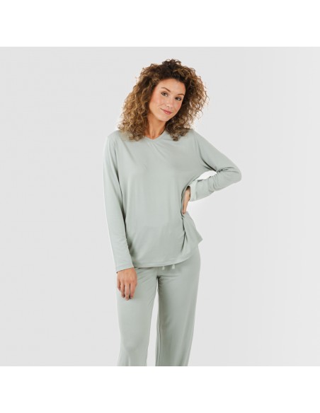 Pigiama lungo soft verde tiffany pigiami-lunghi-donna