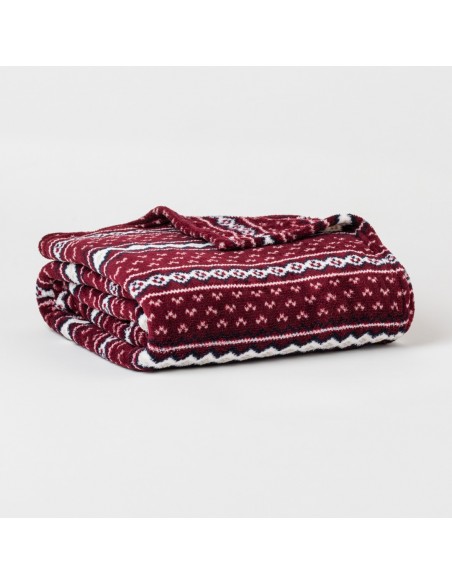 Coperta pile coral Cronos bordeaux mantas-terciopelo-estampadas