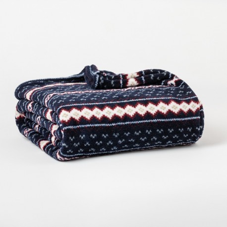 Coperta pile coral Cronos blu navy mantas-terciopelo-estampadas