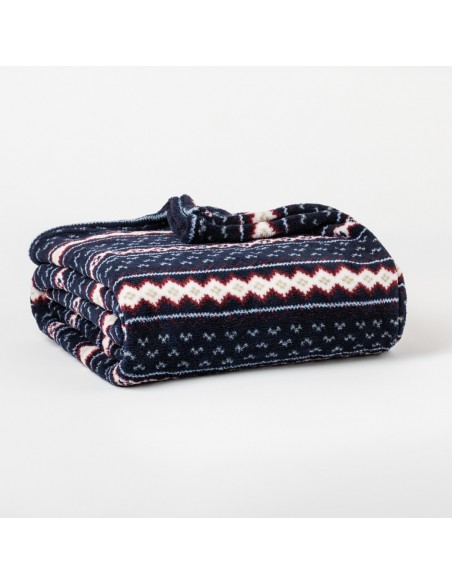 Coperta pile coral Cronos blu navy mantas-terciopelo-estampadas