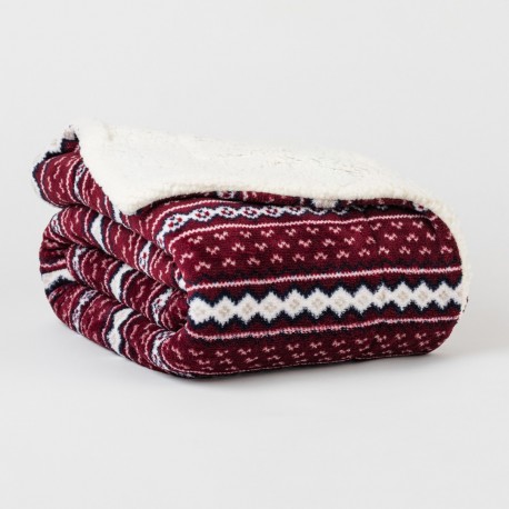 Coperta velluto sherpa Cronos bordeaux mantas-coral-sherpa