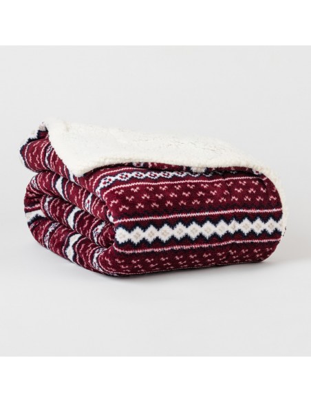 Coperta velluto sherpa Cronos bordeaux mantas-coral-sherpa