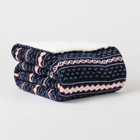 Coperta velluto sherpa Cronos blu navy mantas-coral-sherpa