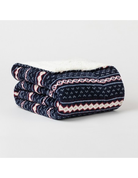 Coperta velluto sherpa Cronos blu navy mantas-coral-sherpa