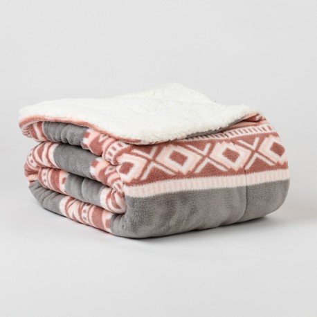 Coperta velluto sherpa Solini grigio mantas-coral-sherpa