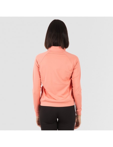 Felpa sportiva donna con media zip e tasche arancio sudadera-deportiva-mujer-cremallera-y-bolsillo