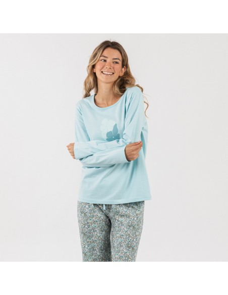 Pigiama lungo cotone Taylor indaco pijama-largo-algodon