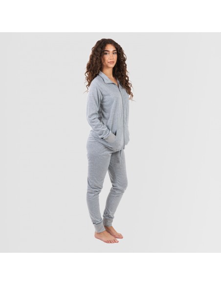 Set sportivo donna felpa con zip grigio conjunto-deportivo-chaqueta-cremallera-mujer