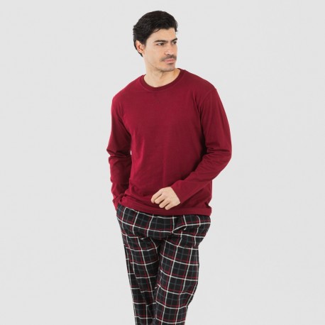 Pigiama uomo flanella Cuadro Barbieri bordeaux pijama-franela