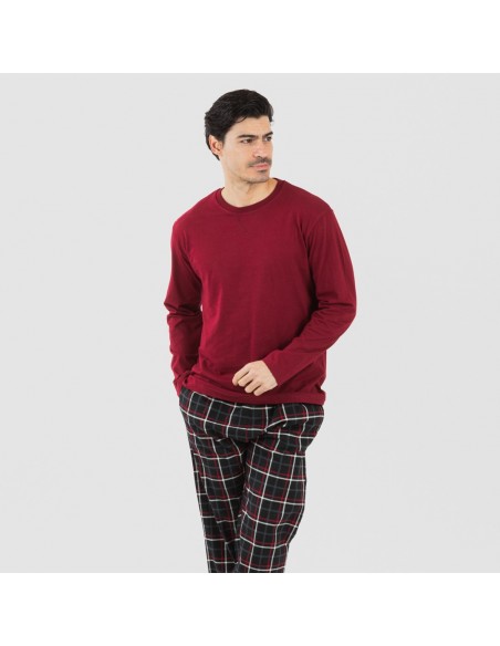 Pigiama uomo flanella Cuadro Barbieri bordeaux pijama-franela