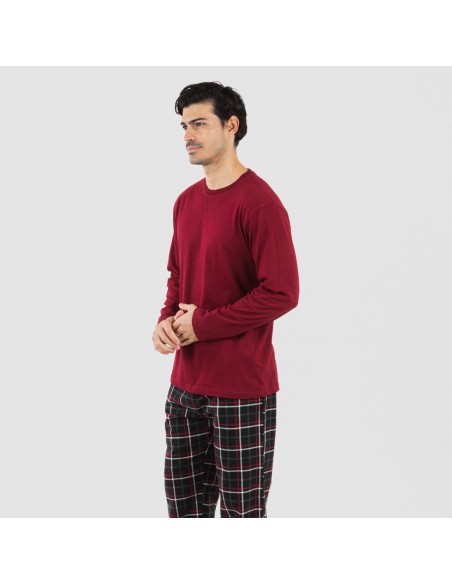 Pigiama uomo flanella Cuadro Barbieri bordeaux pijama-franela