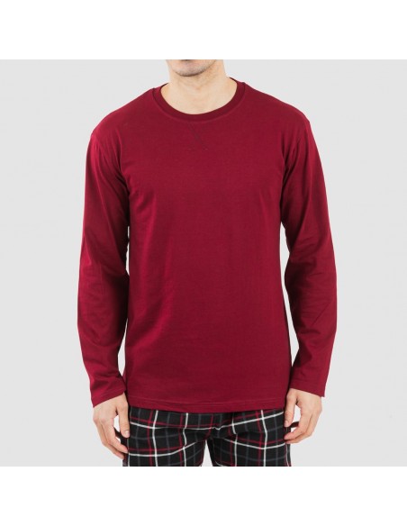 Pigiama uomo flanella Cuadro Barbieri bordeaux pijama-franela