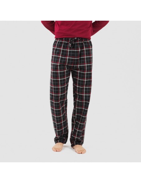 Pigiama uomo flanella Cuadro Barbieri bordeaux pijama-franela