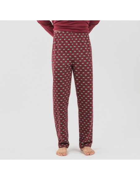 Pigiama lungo uomo cotone Nino bordeaux pijama-algodon