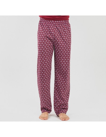 Pigiama lungo uomo cotone Benacity bordeaux pijama-algodon