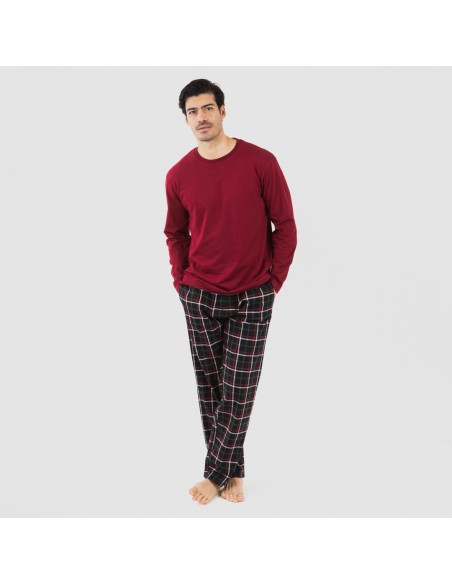 Pigiama uomo flanella Cuadro Barbieri bordeaux pijama-franela