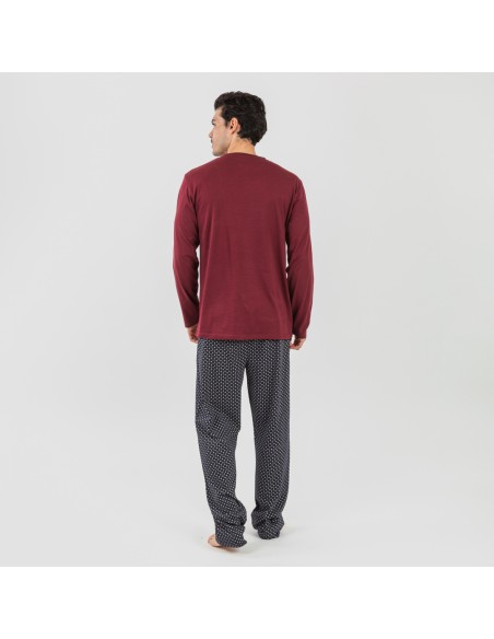 Pigiama lungo uomo cotone Boom bordeaux pijama-algodon