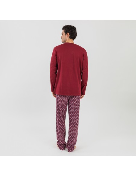 Pigiama lungo uomo cotone Benacity bordeaux pijama-algodon