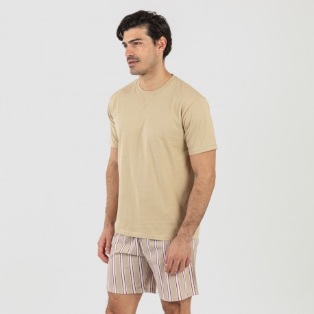 Pigiama corto cotone uomo Raya Ico beige pijama-corto-algodon