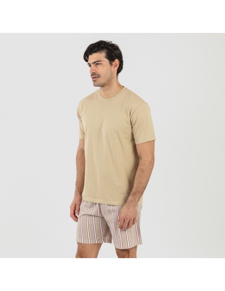 Pigiama corto cotone uomo Raya Ico beige pijama-corto-algodon