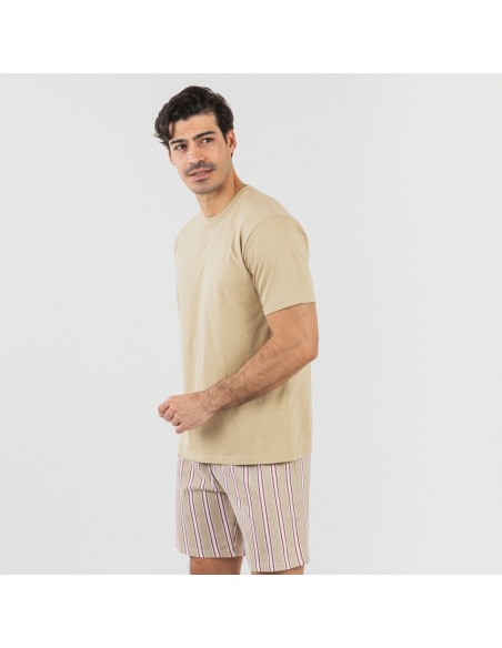 Pigiama corto cotone uomo Raya Ico beige pijama-corto-algodon