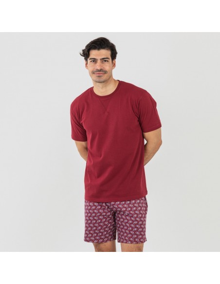 Pigiama corto cotone uomo Benacity bordeaux pijama-corto-algodon