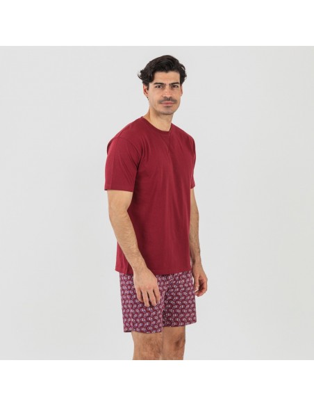 Pigiama corto cotone uomo Benacity bordeaux pijama-corto-algodon