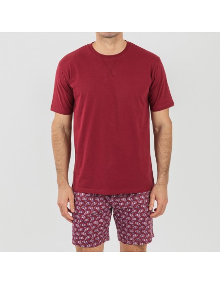 Pigiama corto cotone uomo Benacity bordeaux pijama-corto-algodon