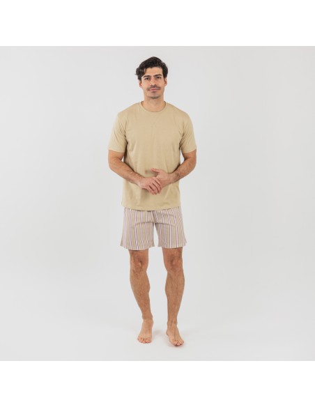 Pigiama corto cotone uomo Raya Ico beige pijama-corto-algodon