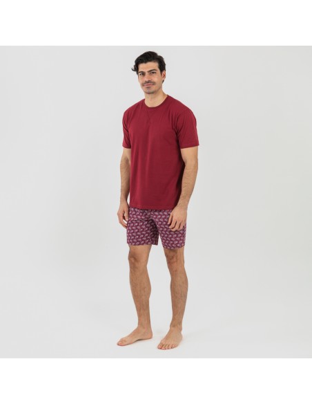 Pigiama corto cotone uomo Benacity bordeaux pijama-corto-algodon