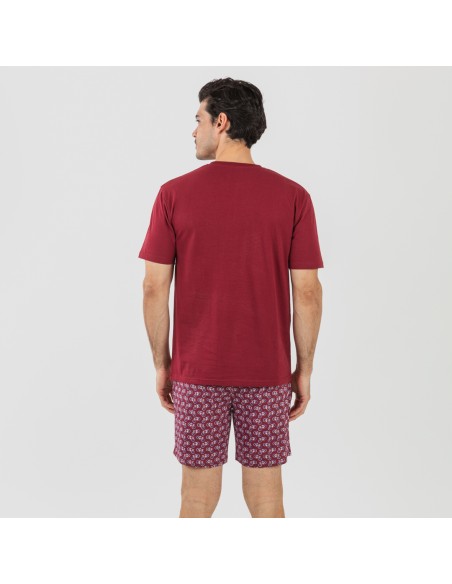 Pigiama corto cotone uomo Benacity bordeaux pijama-corto-algodon