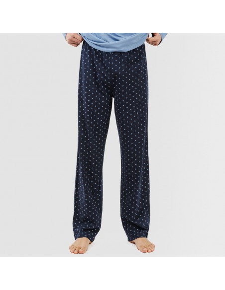 Pigiama lungo uomo cotone Pedro indaco pijama-algodon