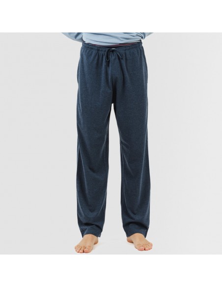 Pigiama lungo uomo con bottoni indaco - blu navy pijama-largo-con-botones