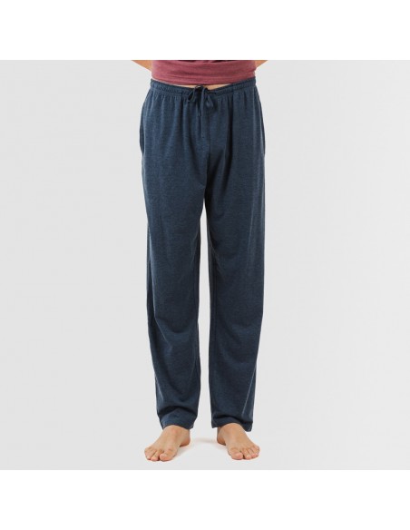 Pigiama lungo uomo manica corta con bottoni bordeaux - blu navy pijama-manga-corta-con-boton