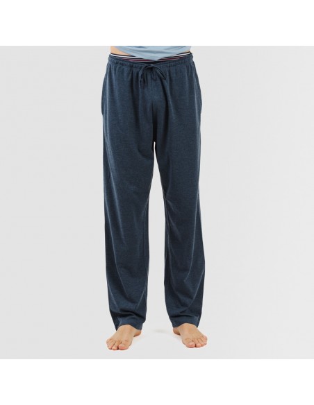 Pigiama lungo uomo manica corta con bottoni indaco - blu navy pijama-manga-corta-con-boton